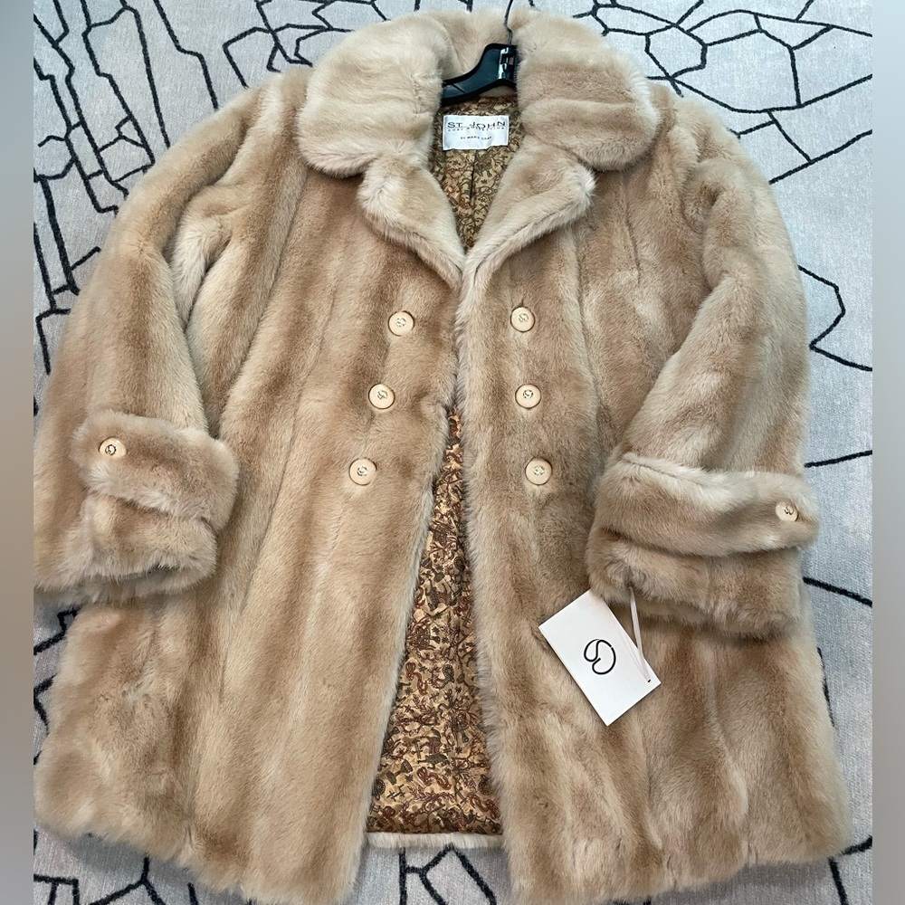 St John faux fur coat size Large